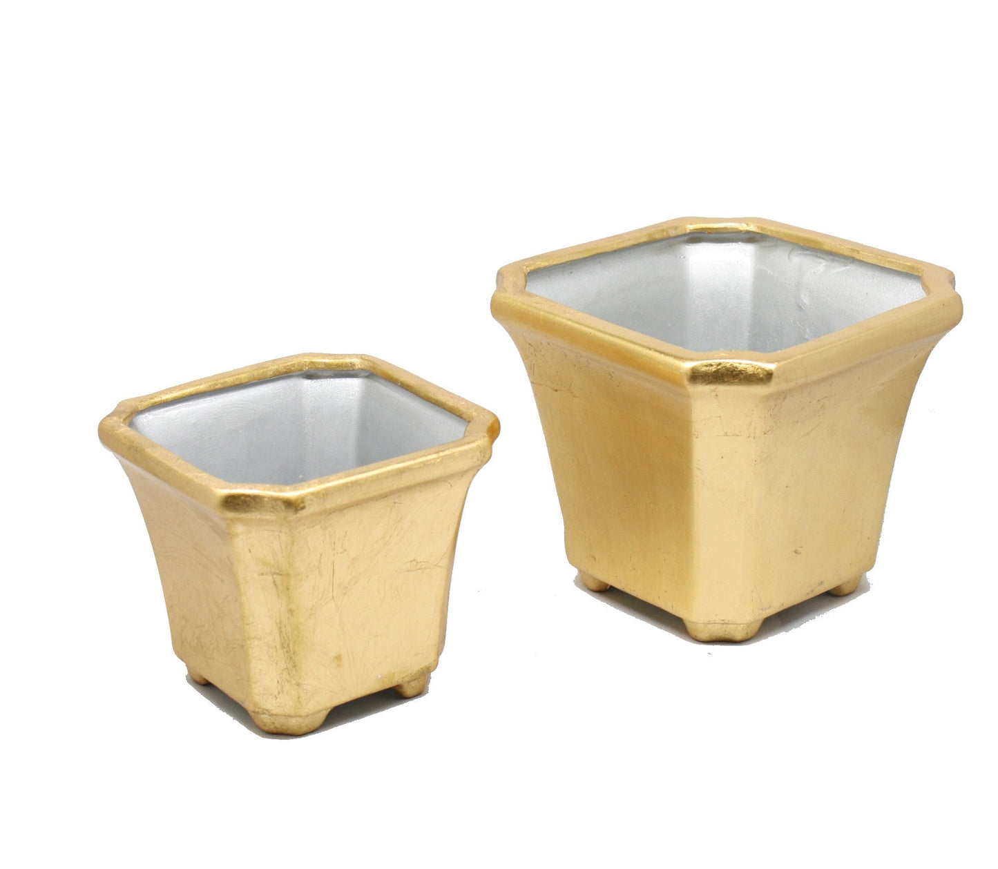 Ceramic Octangon Pot - Gold -  6 Inch