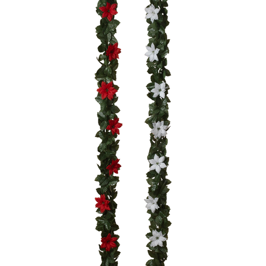 Poinsettia and Holly 20" Chain Garland -