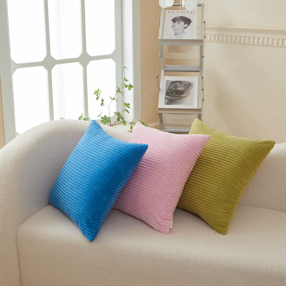 Set of 2  Stripe Throw Pillow (With/Without Inserts) 7 colors options size 18"x18"