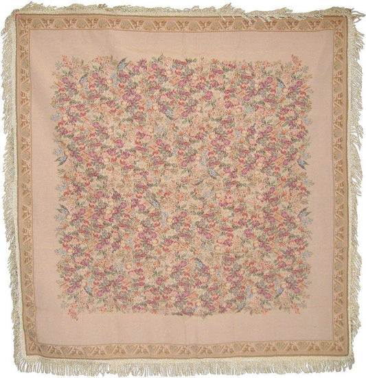 DaDa Bedding Wildflower Wonderland Floral Golden Beige Tan Square Dining Table Cloth (3100)