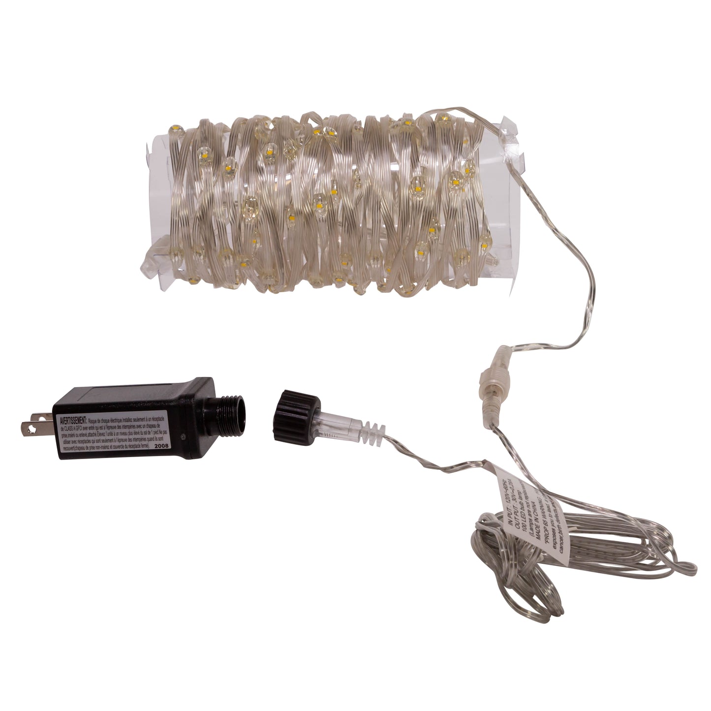 100-Light Warm White LED Connectable Clear Wire Light Set