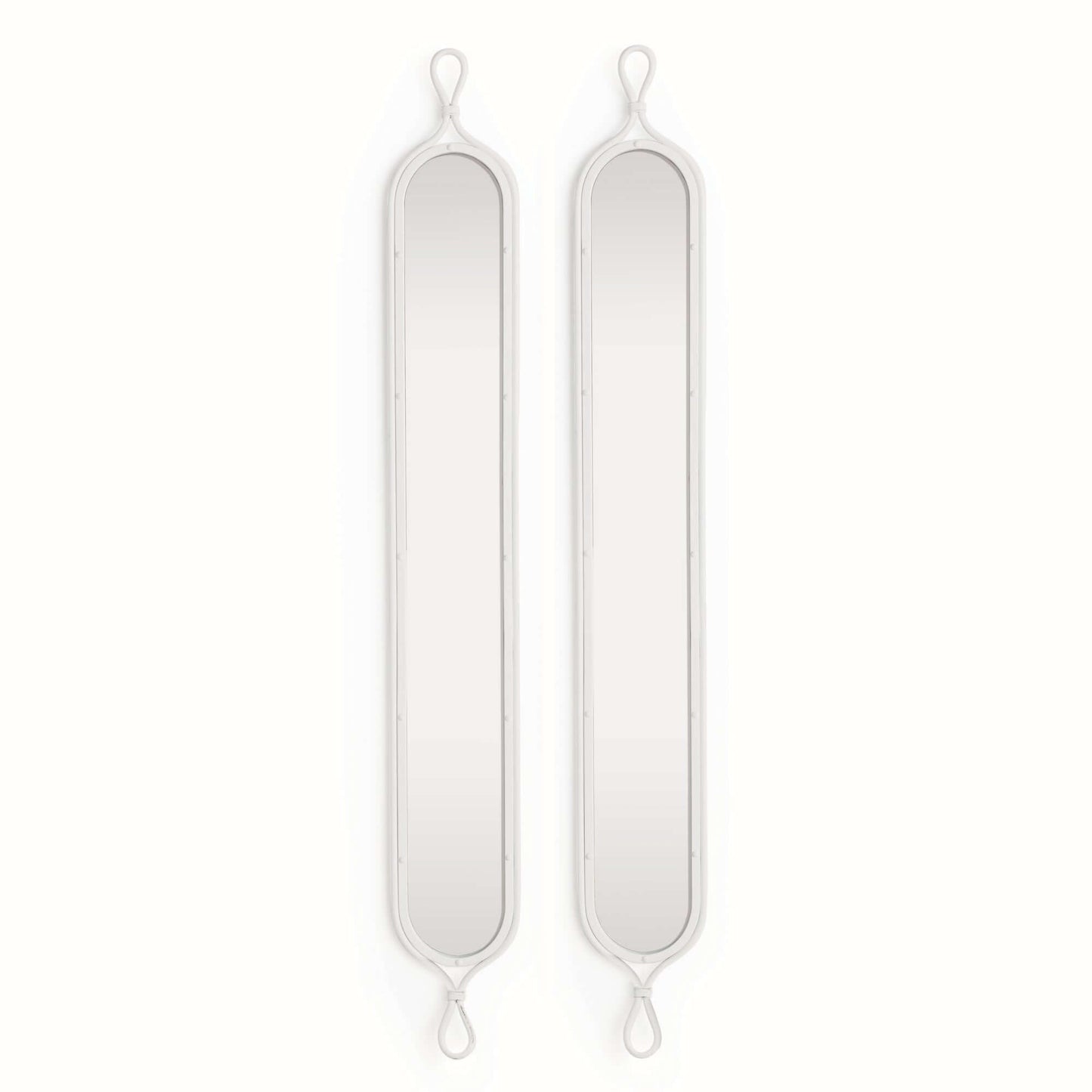 Tall White Mirrors with Vintage French Design (Set of 2)