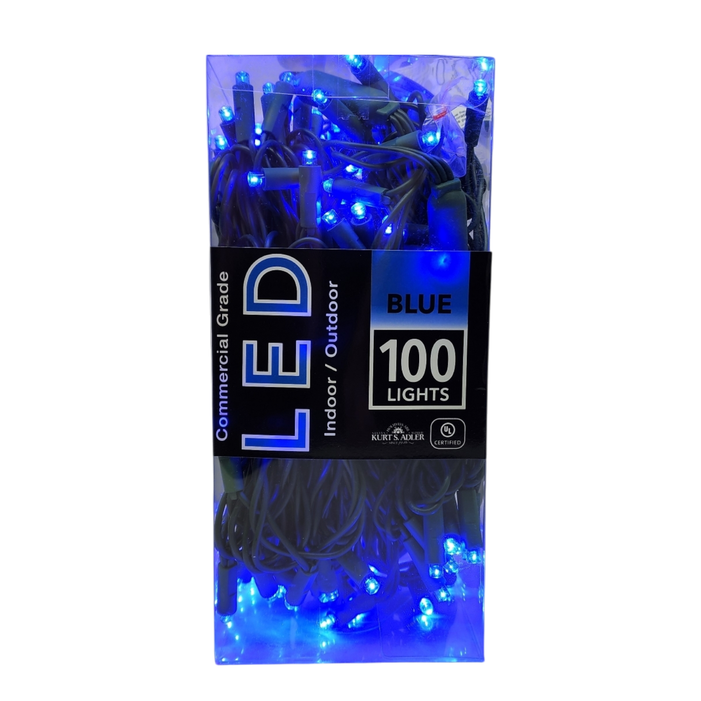 100-Light 5mm Blue LED Green Wire Light Set