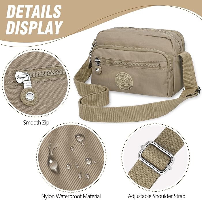 TEUEN Nylon Large Multi-Pocket Shoulder Bag