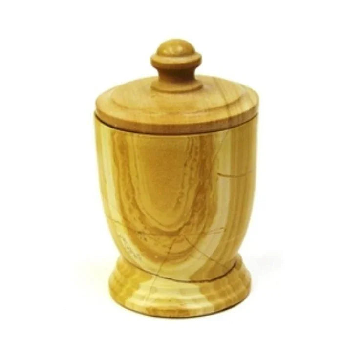 Teak Marble Decorative Jar | Cotton Ball Holder