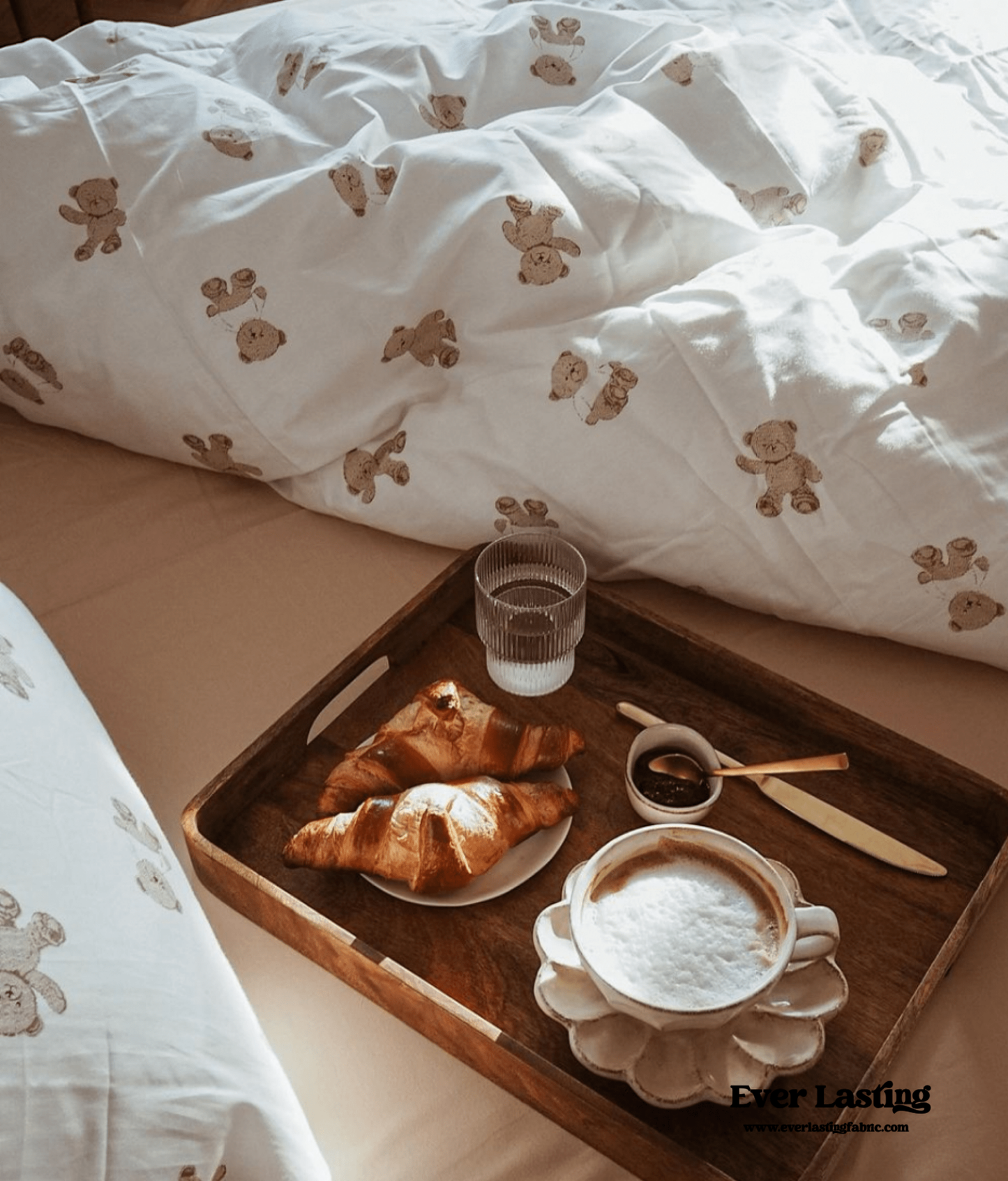 Teddy Duvet Cover / White + Beige