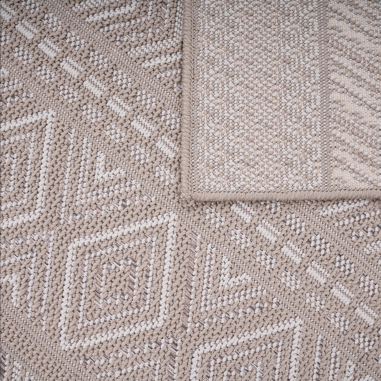 Outdoor Rug Vermont Stain-Resistant with Boho Pattern in Beige