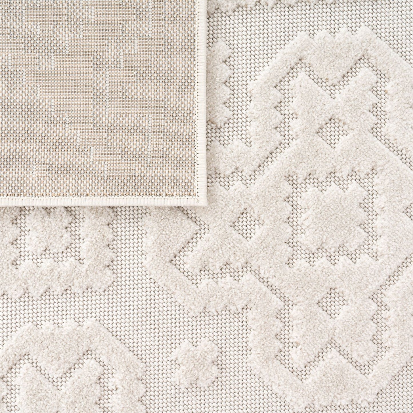 In- & Outdoor Rug Marrakesh High-Low Diamond Effect Pattern Cream