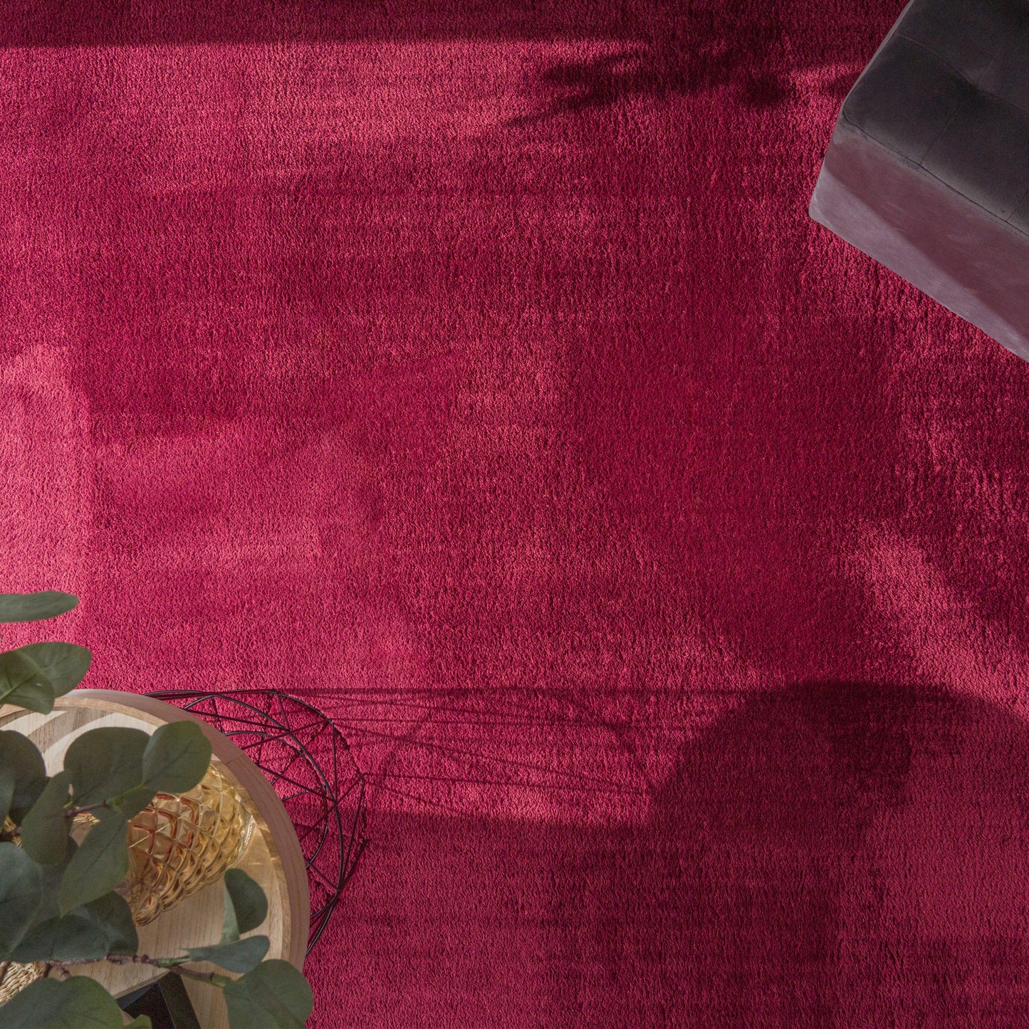 Soft Area Rug with Anti-Slip Backing Washable - Red