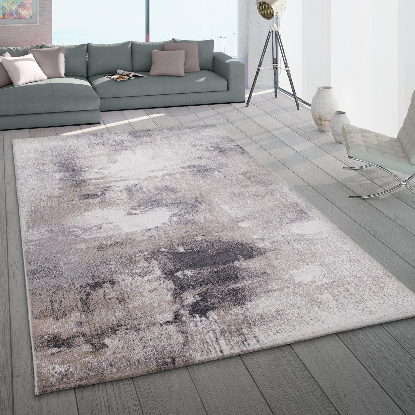 Abstract Area Rug Mero Artful Colors in Beige Grey