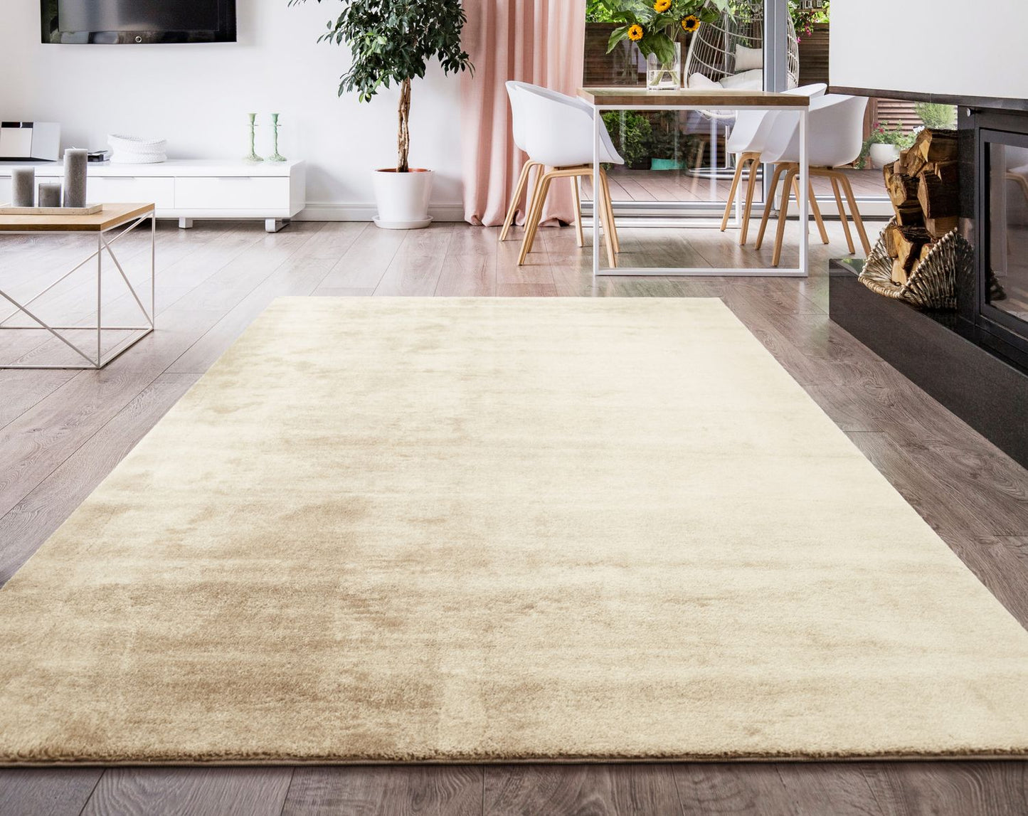 Soft Area Rug with Anti-Slip Backing Washable - Cream