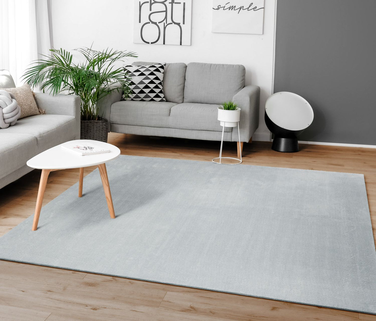Soft Area Rug with Anti-Slip Backing Washable - Grey