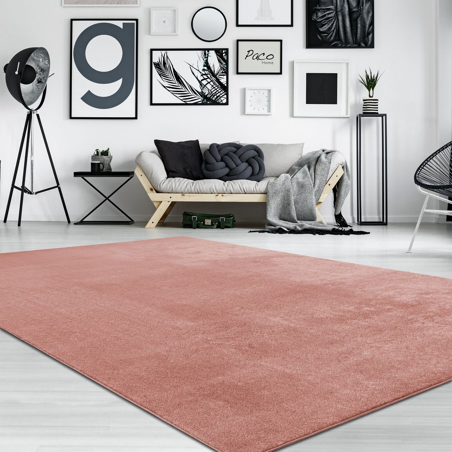 Soft Area Rug with Anti-Slip Backing Washable - Pink