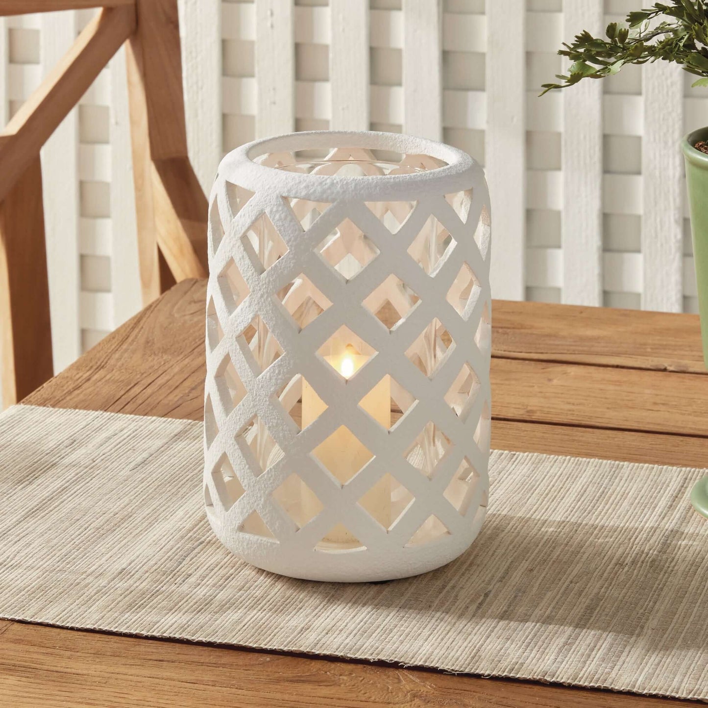 Terracotta Hurricane Candle Holder with Glass Insert