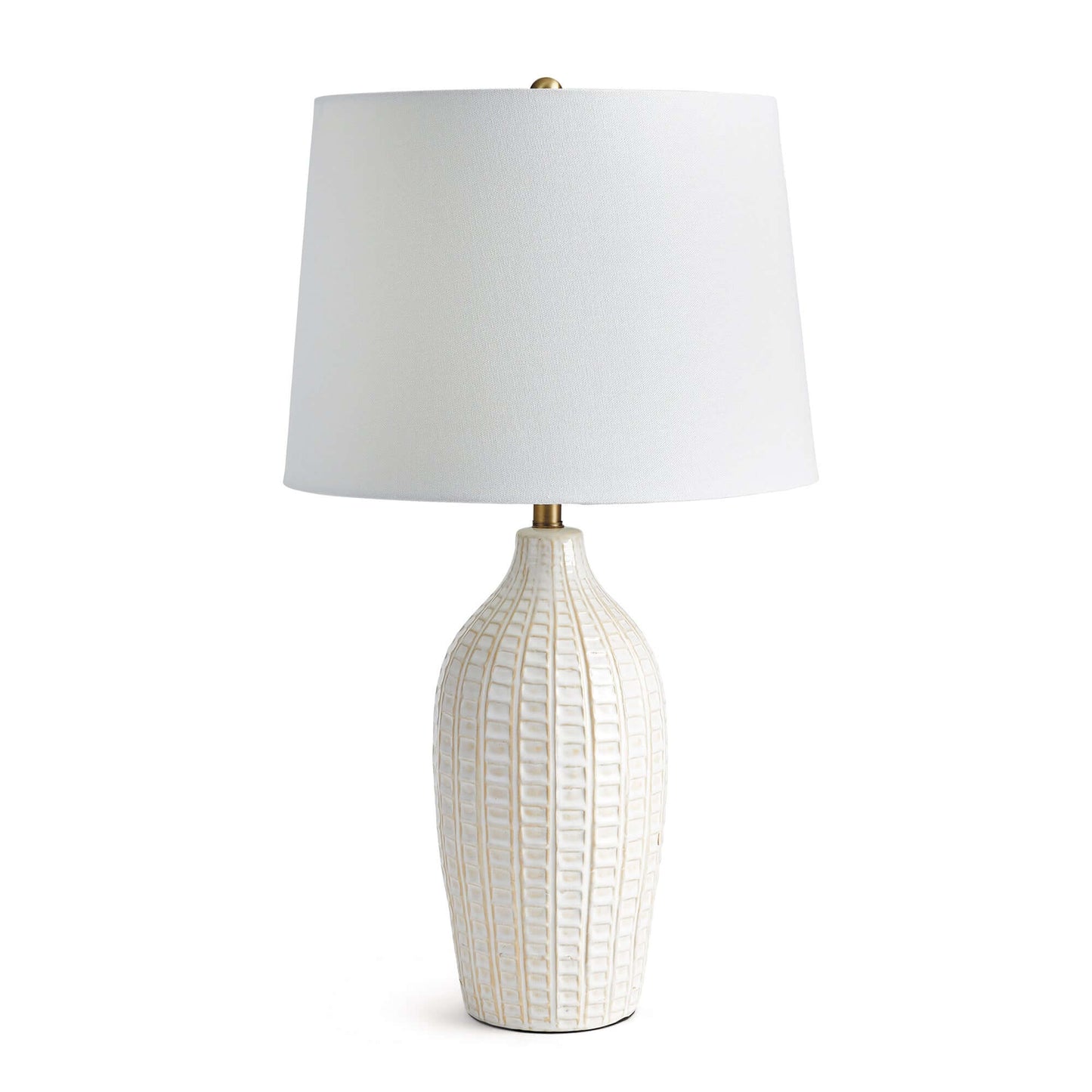Textured Vintage Ceramic Table Lamp in White Glaze