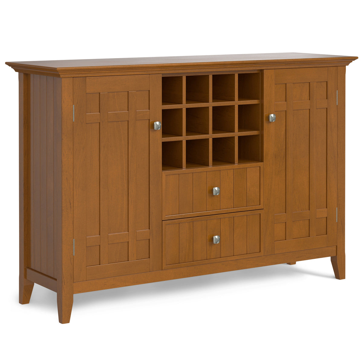 Bedford 54 Inch Wide Solid Wood Sideboard Buffet and Wine Rack in Light Golden