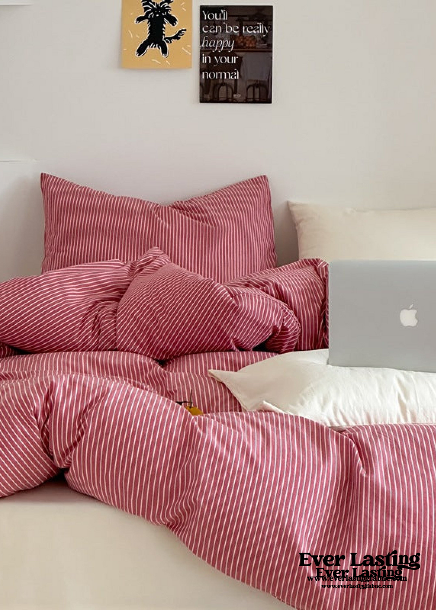 Thin Striped Bedding Set / Red