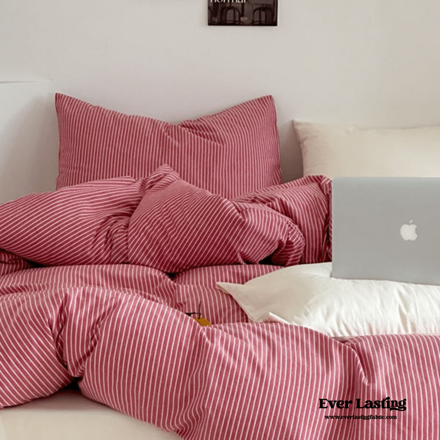 Thin Striped Duvet Cover / Red