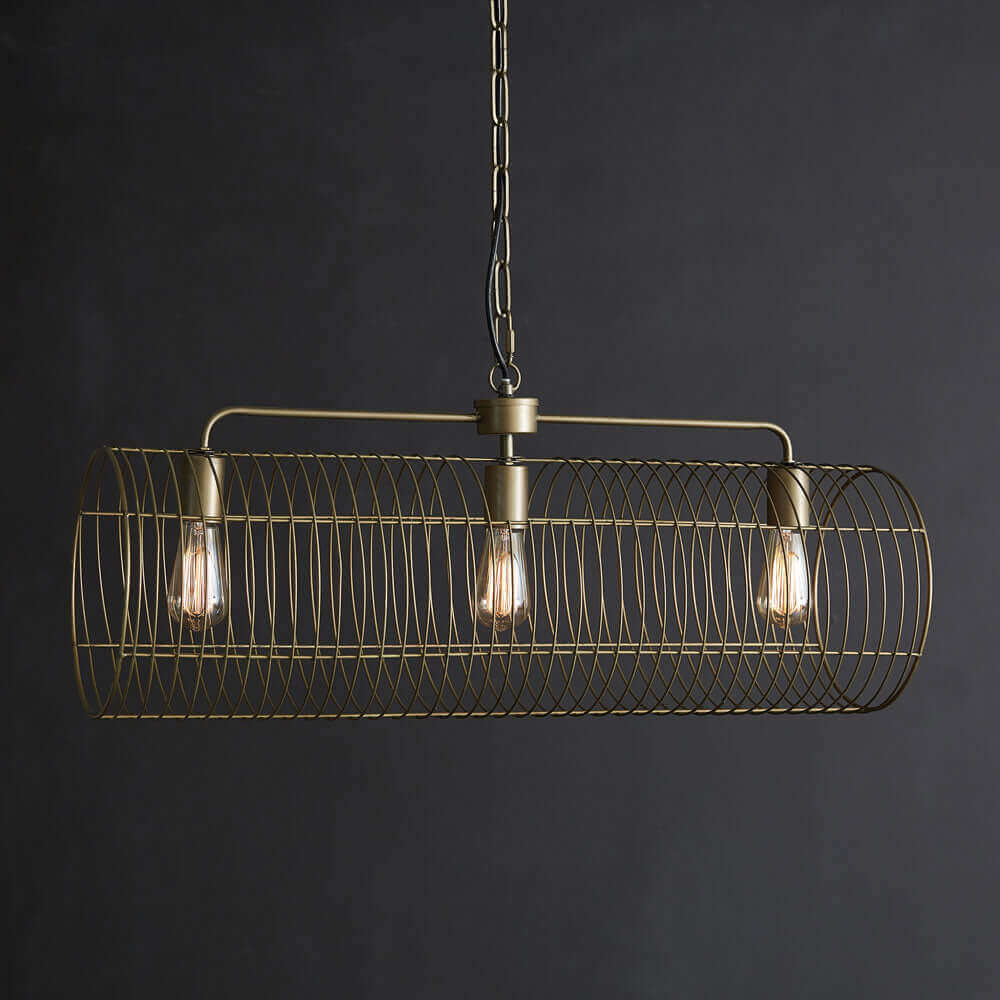 Industrial Brass Wire Cage Chandelier