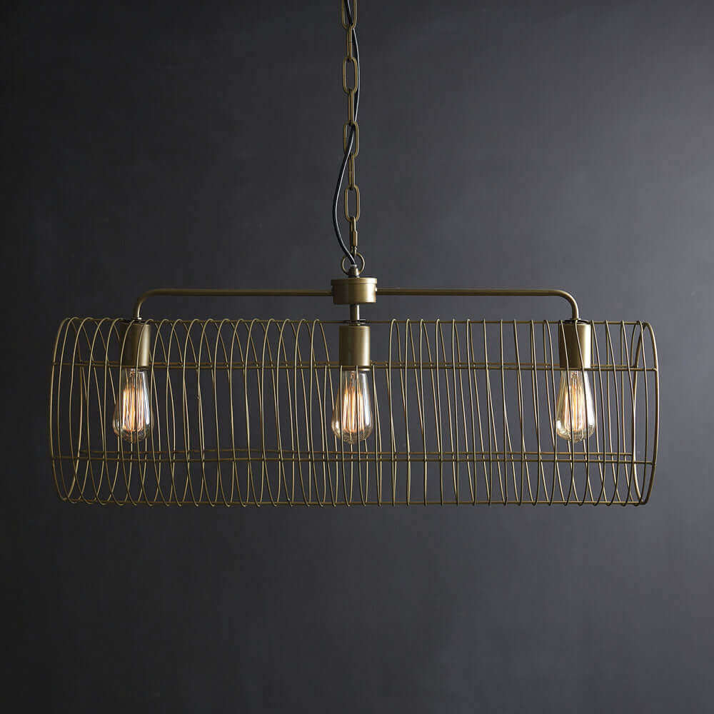 Industrial Brass Wire Cage Chandelier
