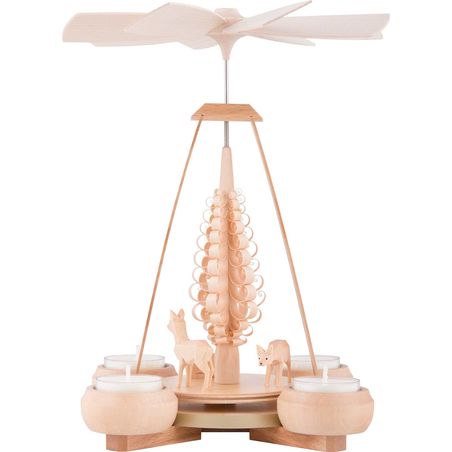 German Candle Pyramid - Carved Deer Tree