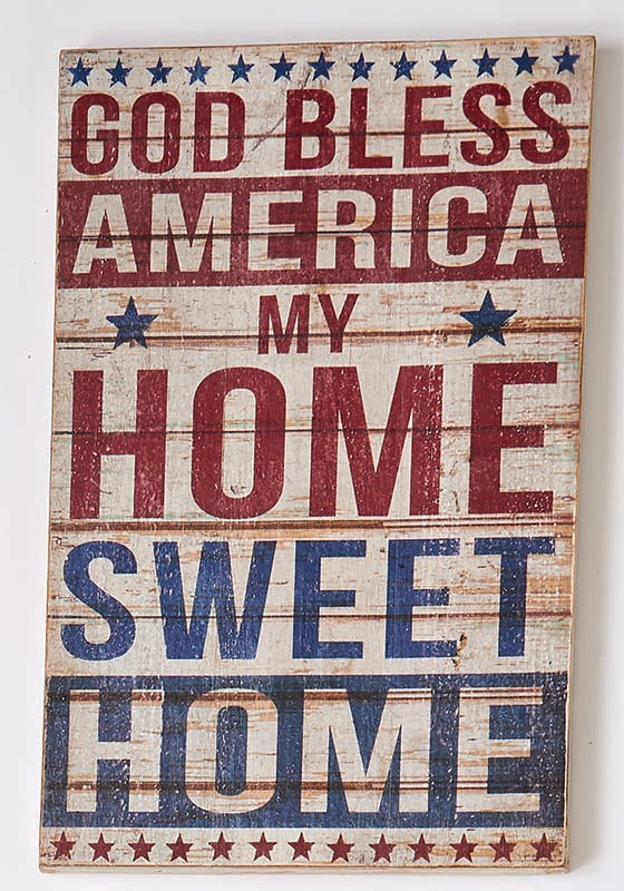 God Bless America Distressed Wooden Sign