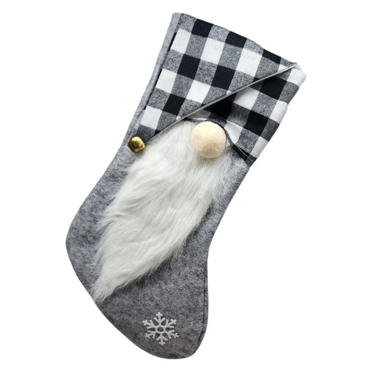White Buffalo Plaid Gnome Stocking