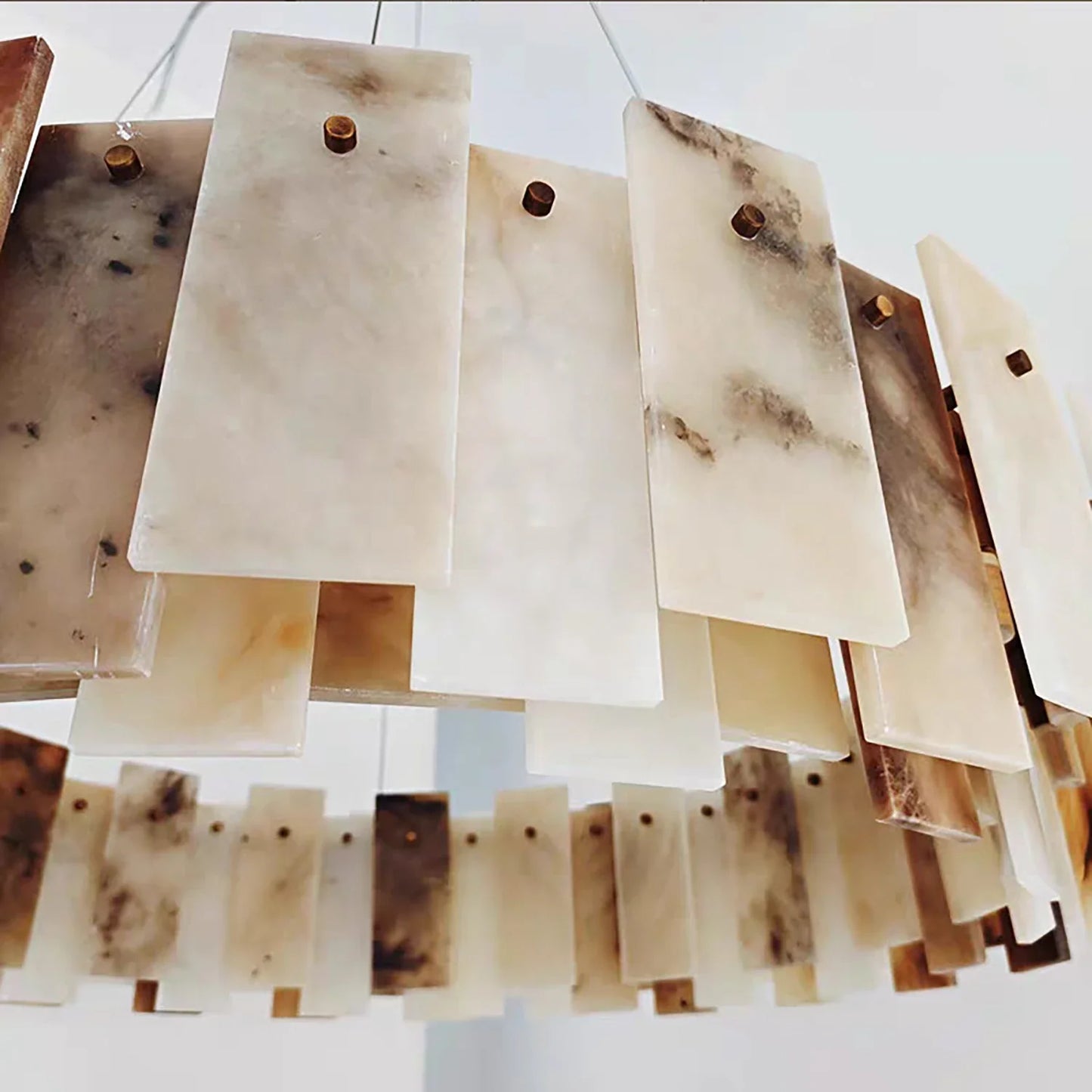Tobacco-Hued Alabaster Chandelier