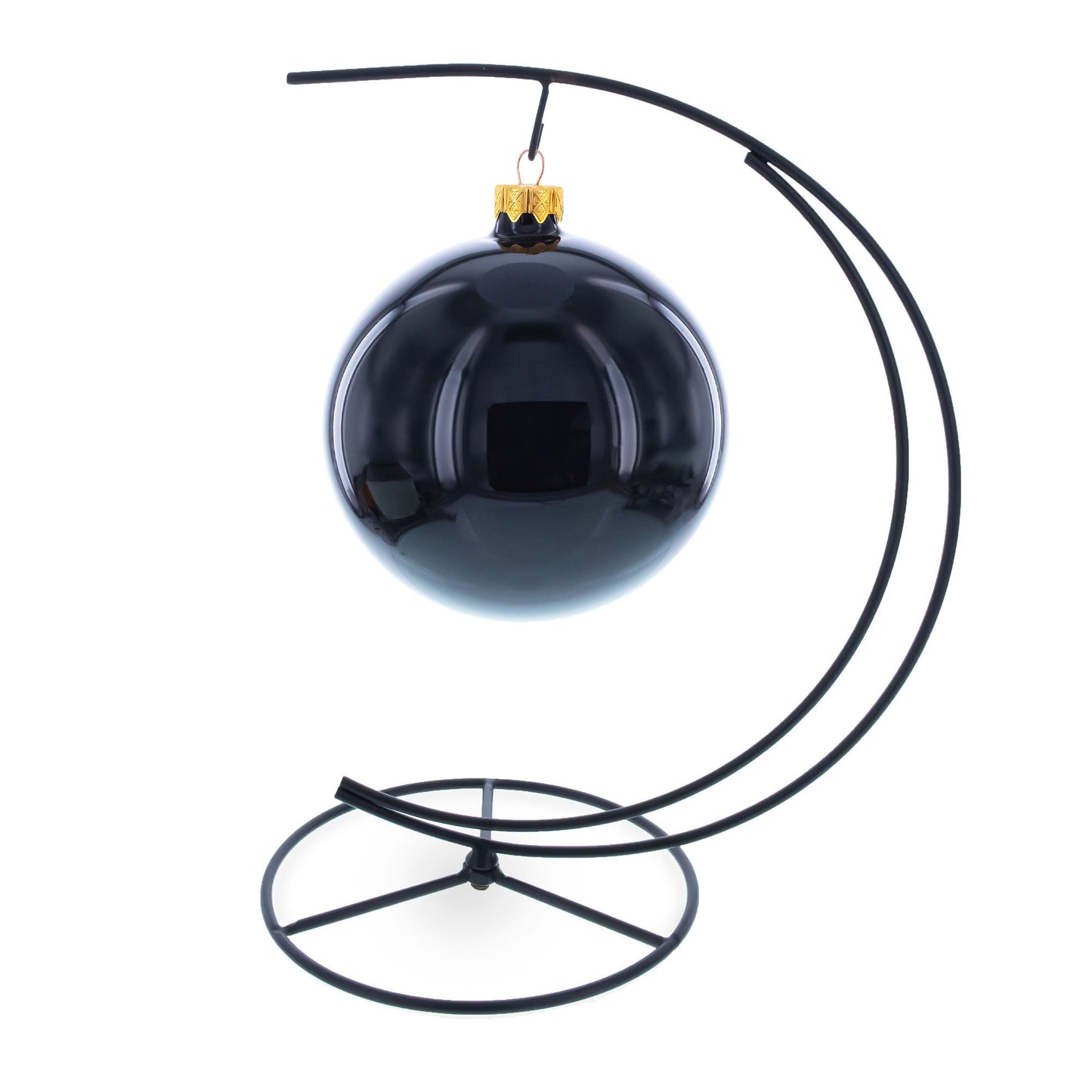 Double Curve Crescent Black Metal Photo Picture Frame and Ornament Display Stand 9.25 Inches