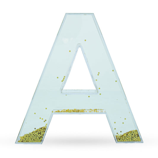 Letter A Glitter-Filled Acrylic Snow Globe
