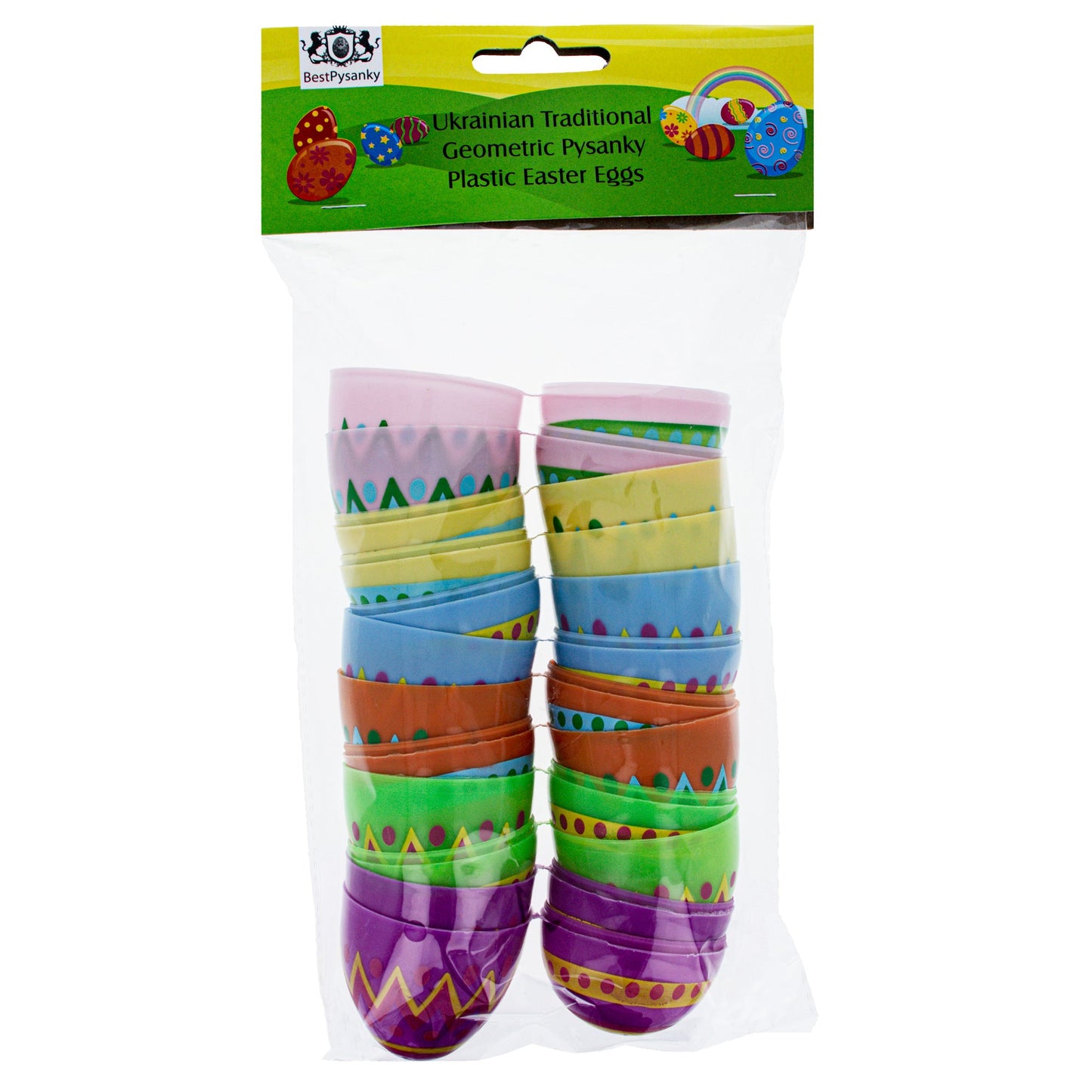 Set of 12 Large Geometric Plastic Easter Eggs 3 Inches