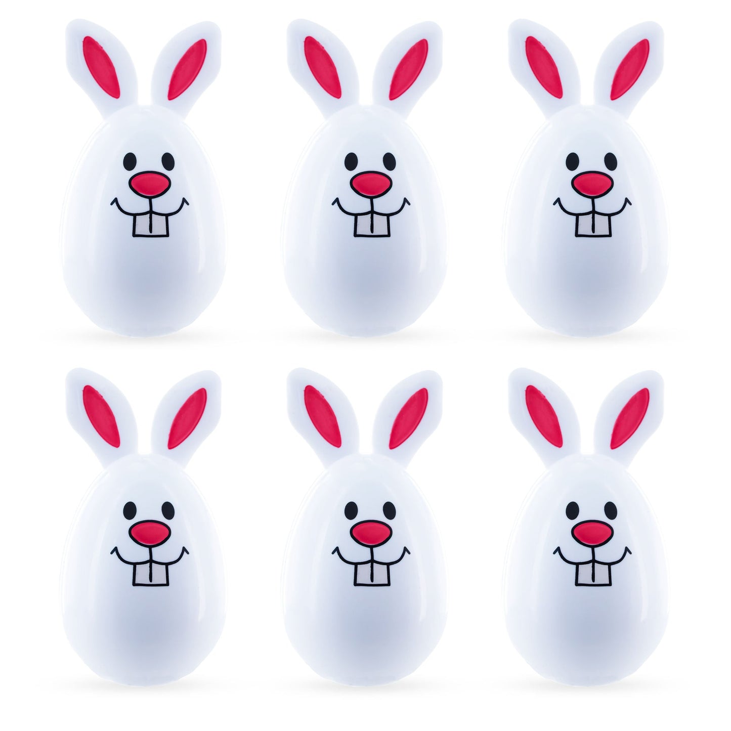 Set of 6 White Bunny Plastic Easter Eggs