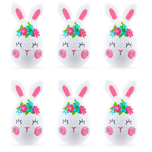 Set of 6 Floral Bunnies Plastic Easter Eggs 3.25 Inches