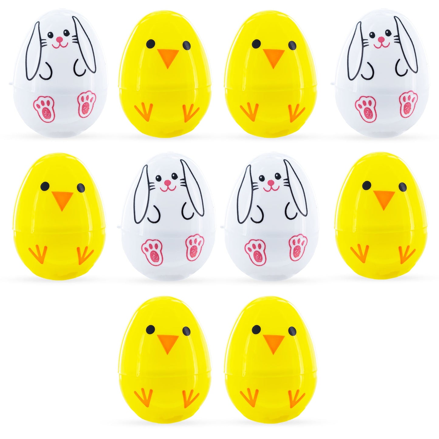 10 Playful Bunny & Chick Plastic Easter Egg 2.25 Inches