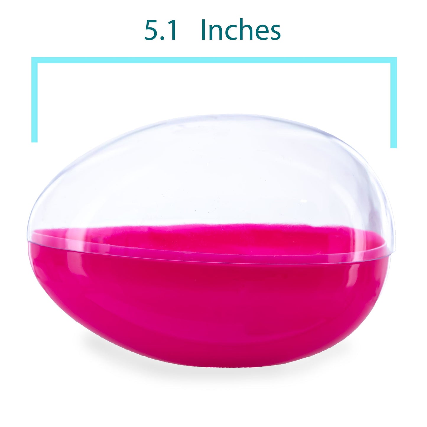 Large Fillable Clear Top Pink Bottom Plastic Easter Egg 5.1 Inches