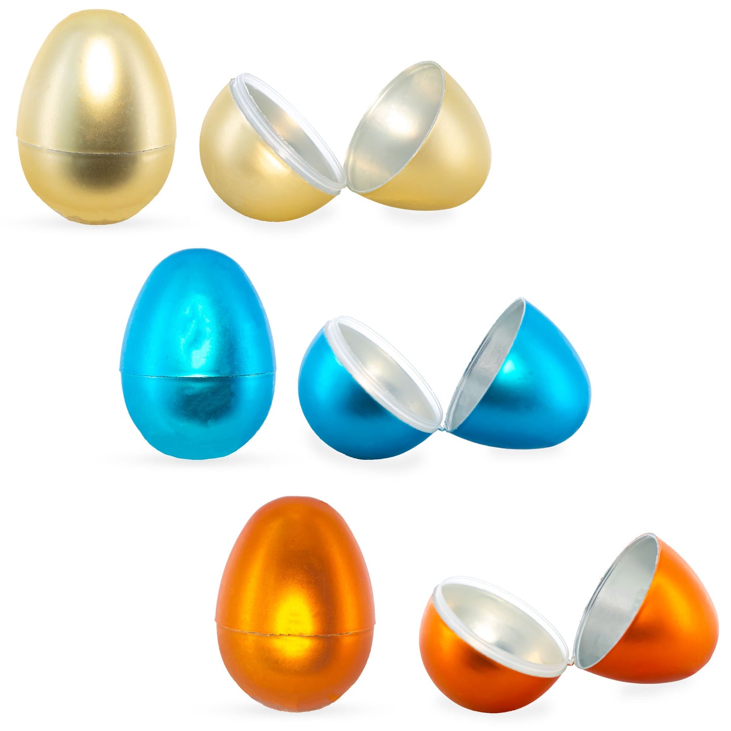 Set of 12 Multicolored Matte Metallic Plastic Easter Eggs 2.25 Inches