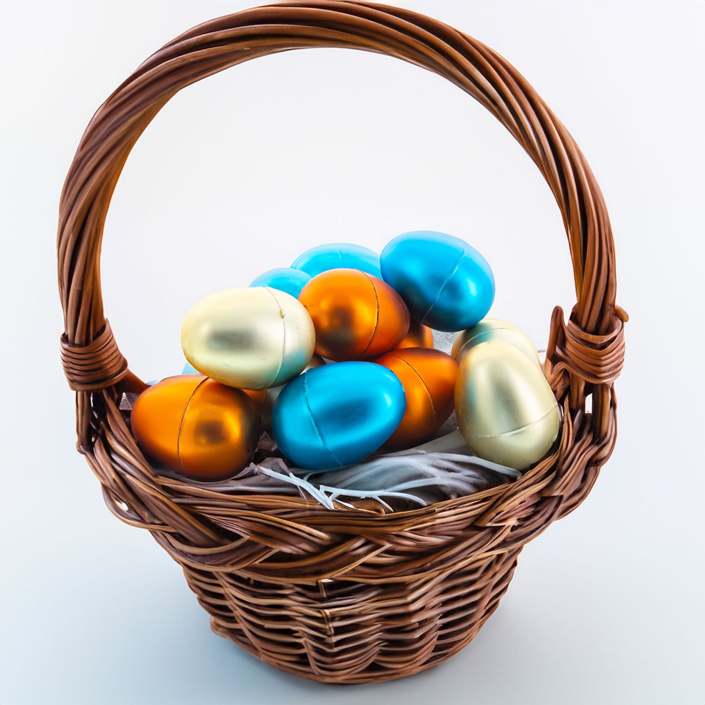 Set of 12 Multicolored Matte Metallic Plastic Easter Eggs 2.25 Inches