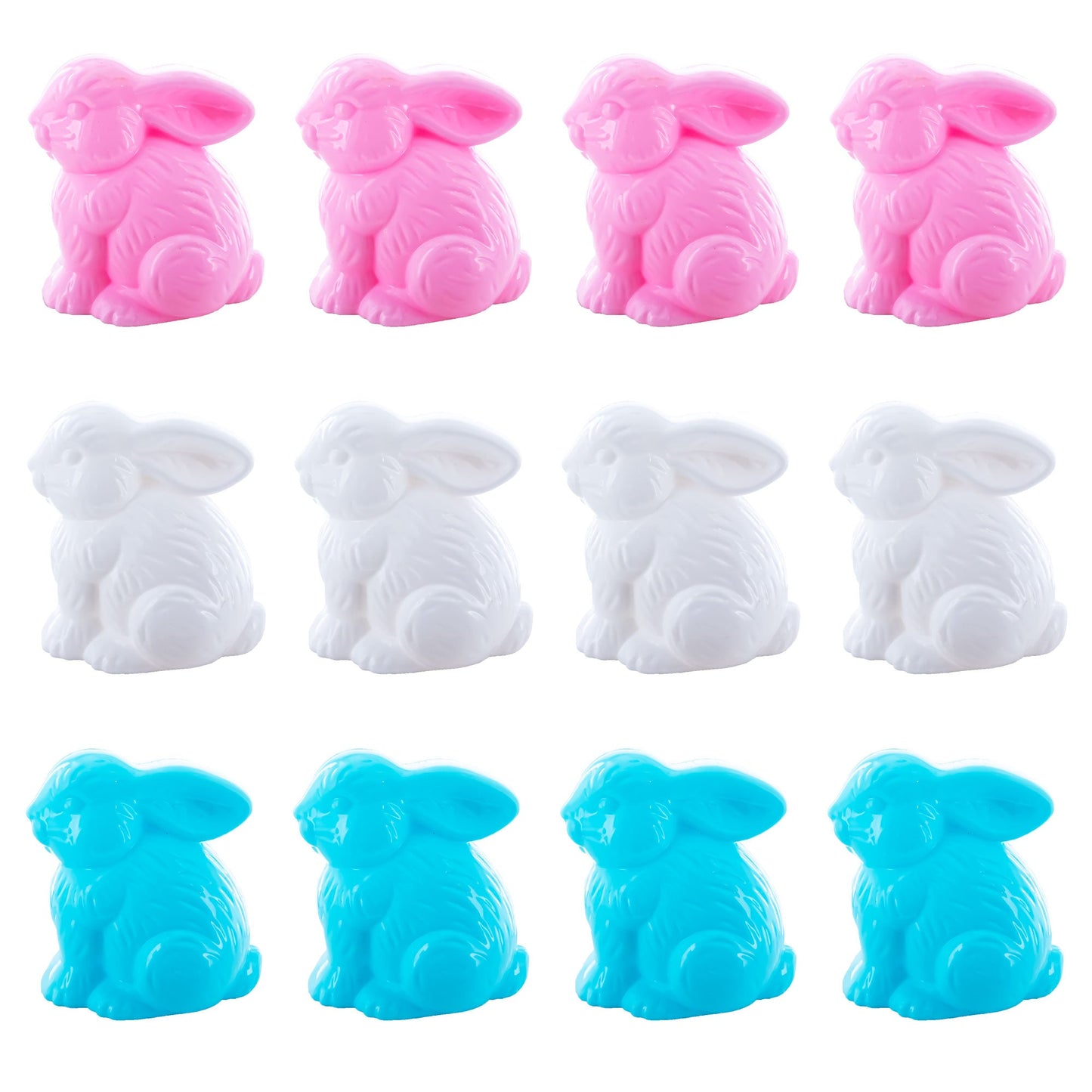 Set of 12 Multicolored Bunnies Fillable Plastic Easter Eggs