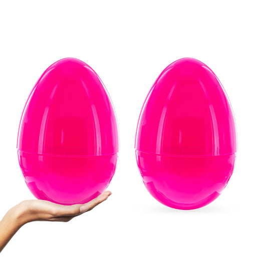 Set of 2 Pink Giant Jumbo Large Size Fillable Plastic Easter Eggs 10 Inches