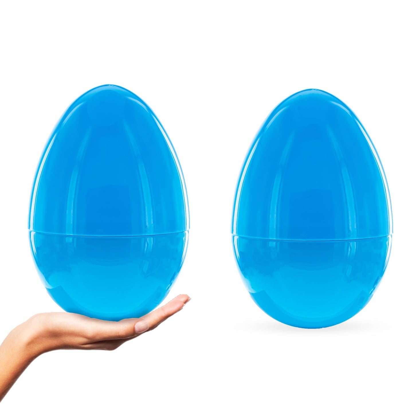 Set of 2 Blue Giant Jumbo Large Size Fillable Plastic Easter Eggs 10 Inches