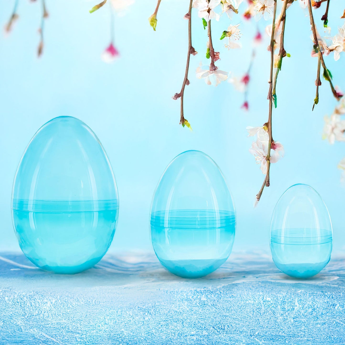 Set of 3 Jumbo Large Size Giant Fillable Plastic Easter Eggs, All 10 Inches