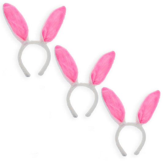 Set of 3 Easter Fabric Bunny Ear Headbands, Each 11.7 Inches