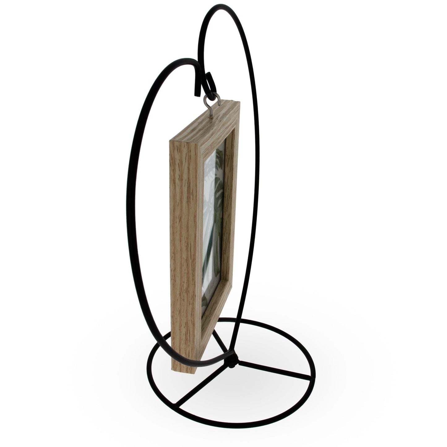 Heart-Shaped Hanging Photo Picture Frame and Black Metal Ornament Stand 9.75 Inches