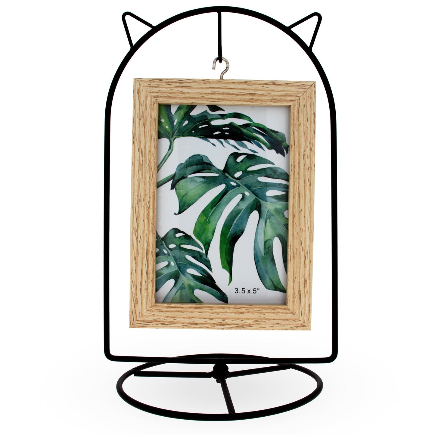 Black Cat Hanging Photo Picture Frame and Metal Ornament Stand 9.25 Inches