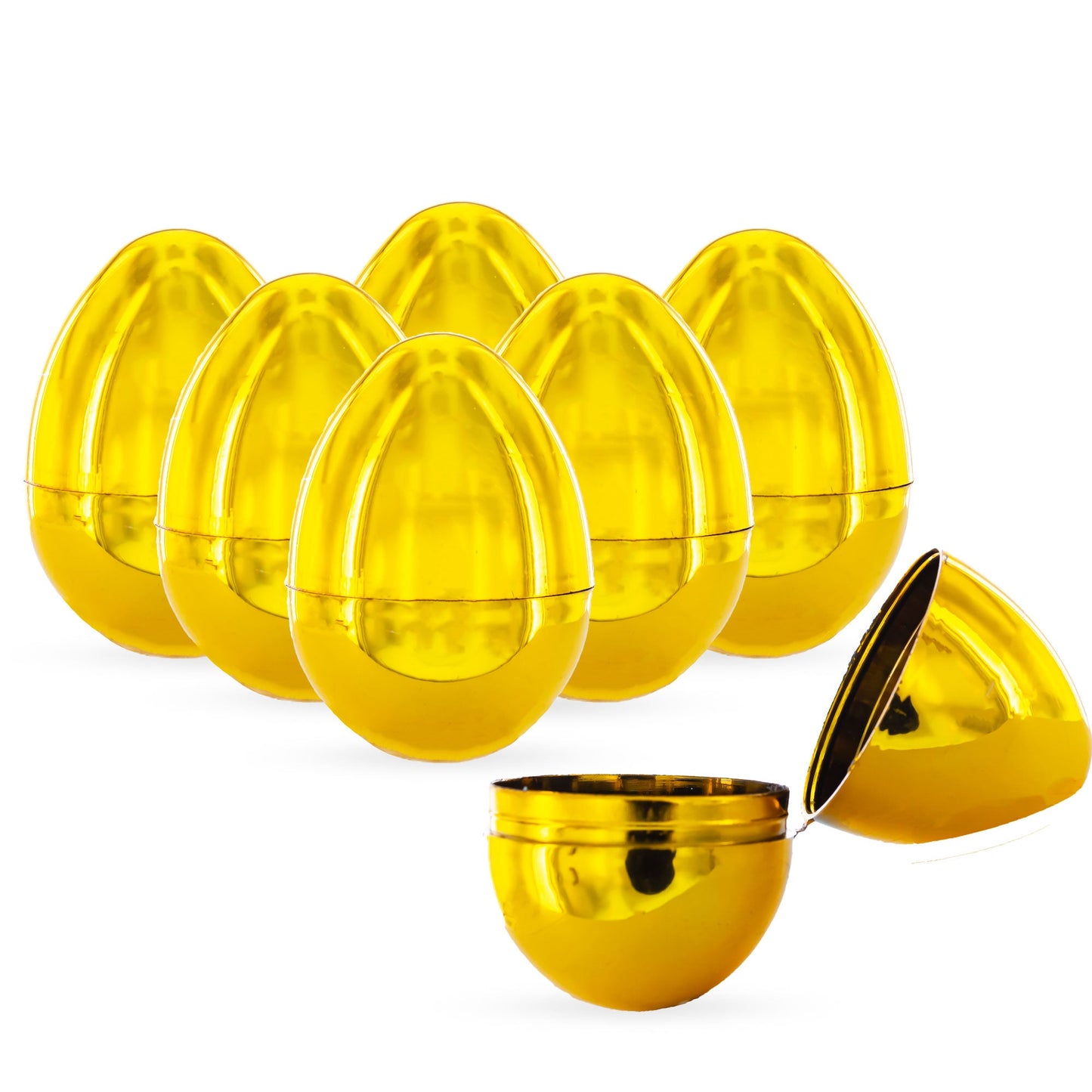 Set of 6 Shiny Gold-Tone Easter Eggs 2.25 Inches