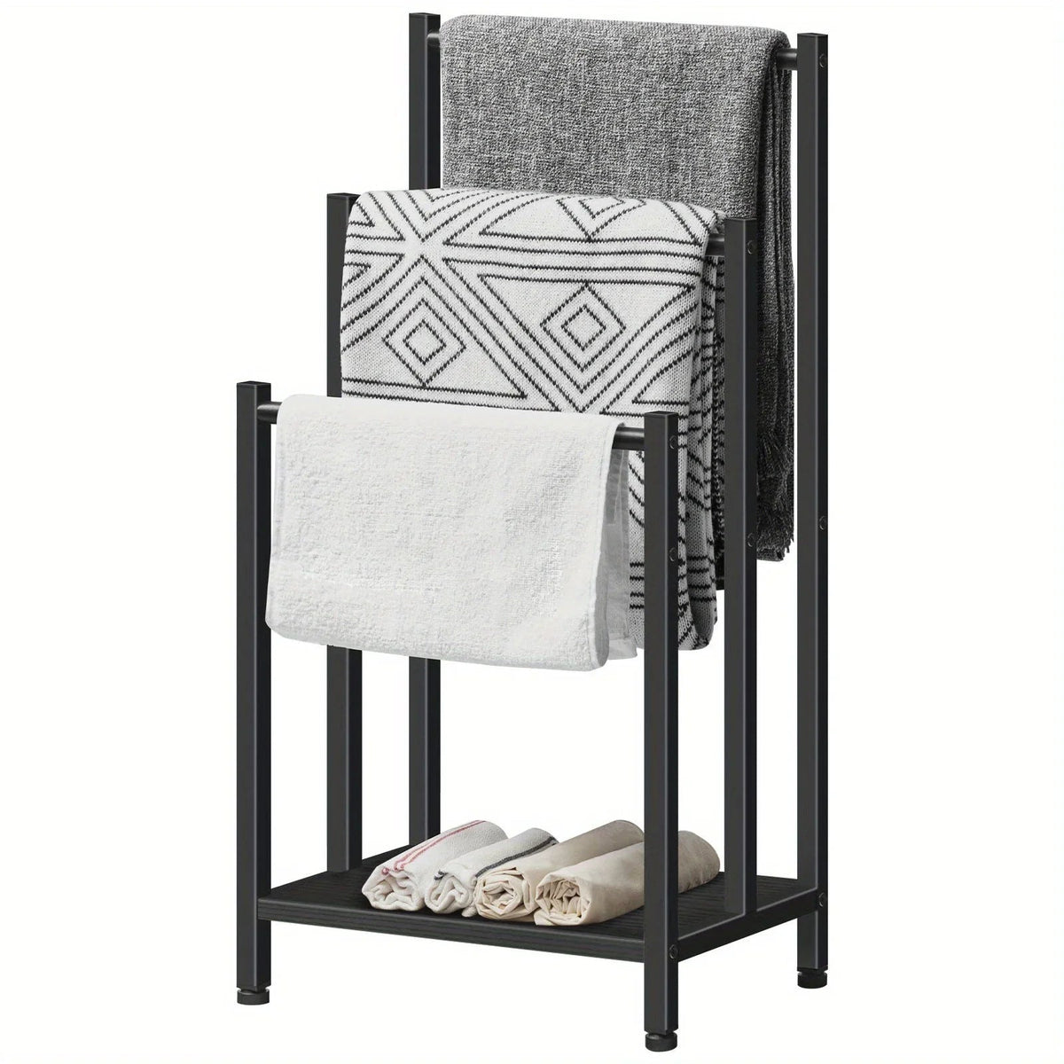 Towel Rack - Industrial Metal Black 3 Tier
