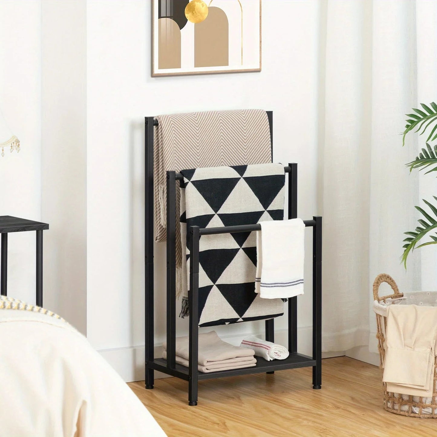 Towel Rack - Industrial Metal Black 3 Tier