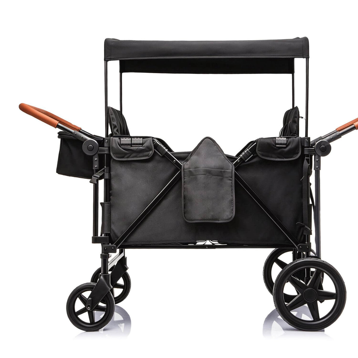 ToyRides Elite Wagon Stroller W/ Removable 4-Seater, Extra-Thick Support Bar & Higher 212 Load Capacity, Black