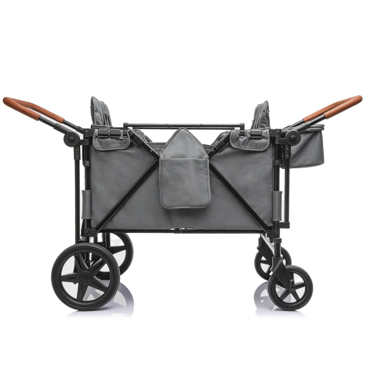 ToyRides Elite Wagon Stroller W/ Removable 4-Seater, Extra-Thick Support Bar & Higher 212 Load Capacity, Gray