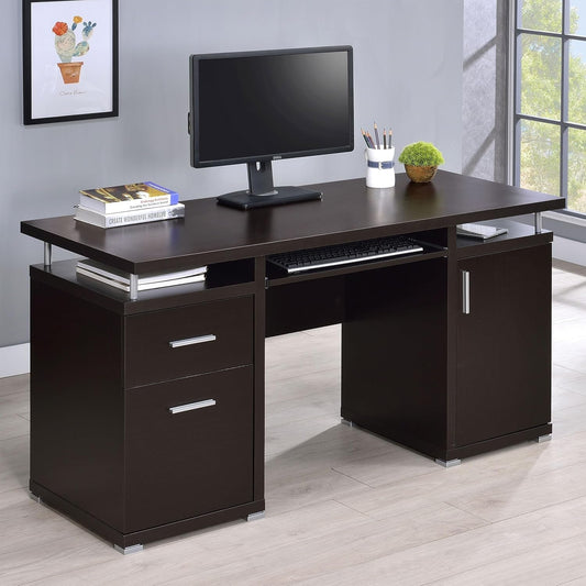 55 Inch Modern Wood Desk With 2 Drawers For Home Office